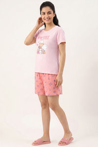 Zivame Farm Lore Knit Cotton Short Set - Light Pink — thumbnail 3